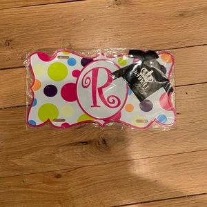 Car tag “R” monogram initial
